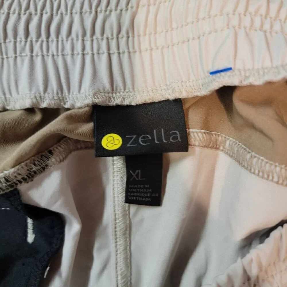 Zella Mens Activewear Cargo Pants Beige Two Tone XL Drawstring NEW Gym Workout